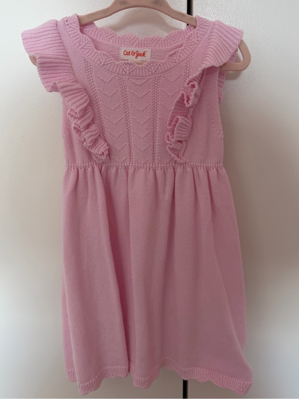 Cat & Jack Light Pink Knit Ruffle-Trim Girls Dress